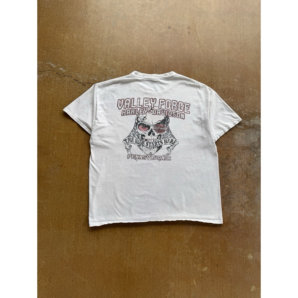 2013 Harley Davidson Valley Forge Pennsylvania Biker Skull Eagle Y2K T-Shirt (XL